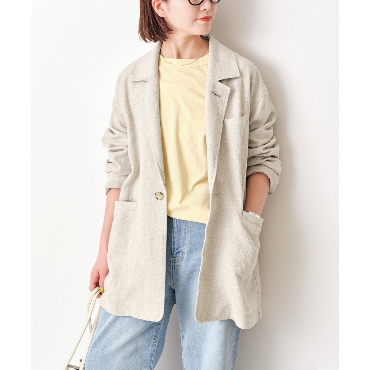 サイズ42 SCAPA コットンシルク ジャケット 大きいサイズ ゆったり