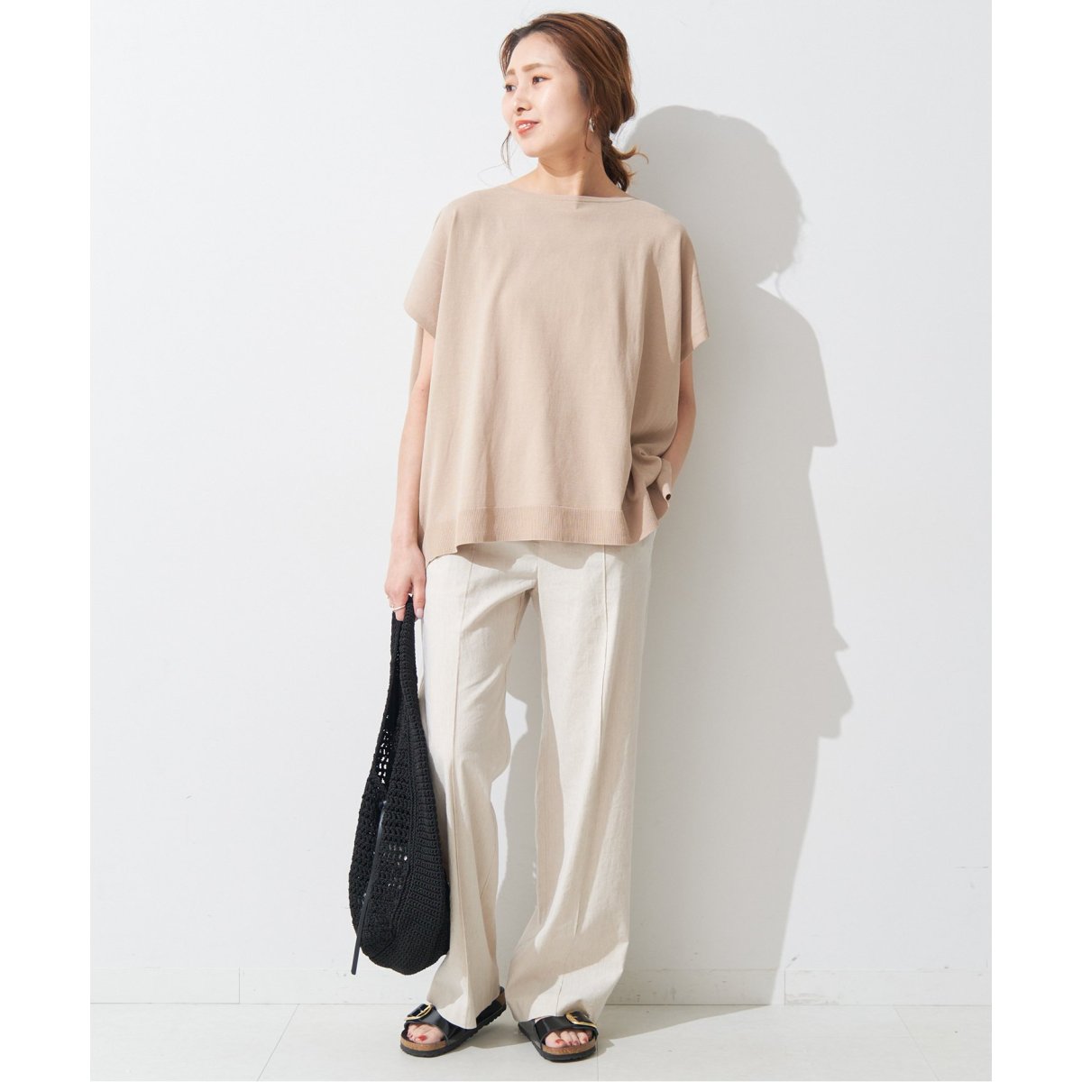 未使用 スピックアンドスパン ICE COTTON フレンチスリーブルーズニット Spick&Span ☆未使用☆ICE COTTONフレンチスリーブルーズニット