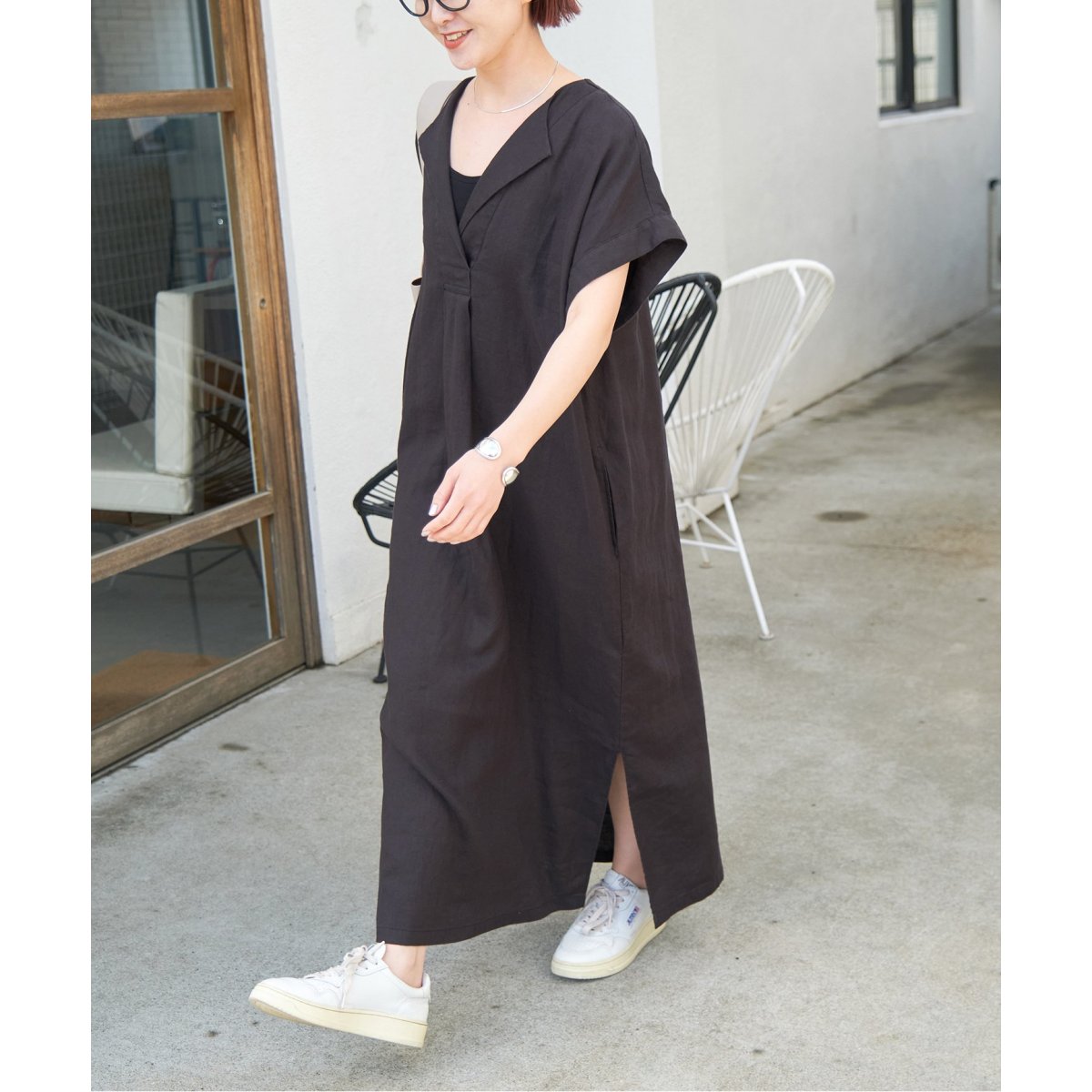 Spick＆Span リネンカフタンワンピース ブラック 36 Spick＆Span リネンカフタンワンピース ブラック 36 Spick＆Span
