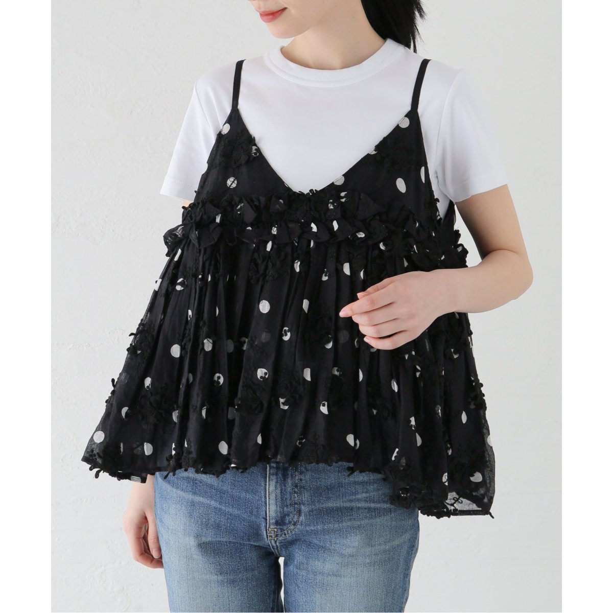 crinkle crinkle crinkle 3D embroidery dot camisole | スピック