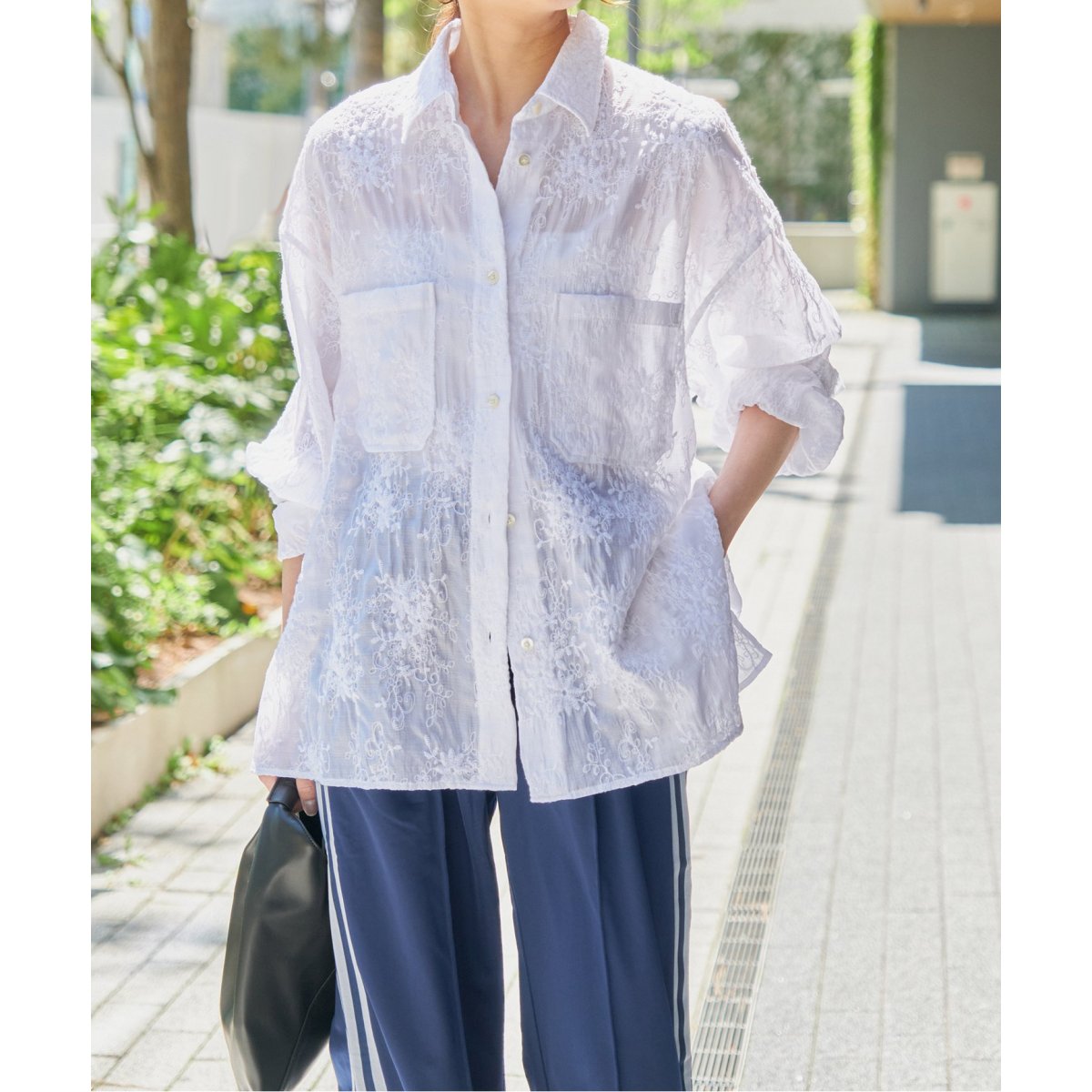 Spick&Span シアーエンブロイダリーシャツ