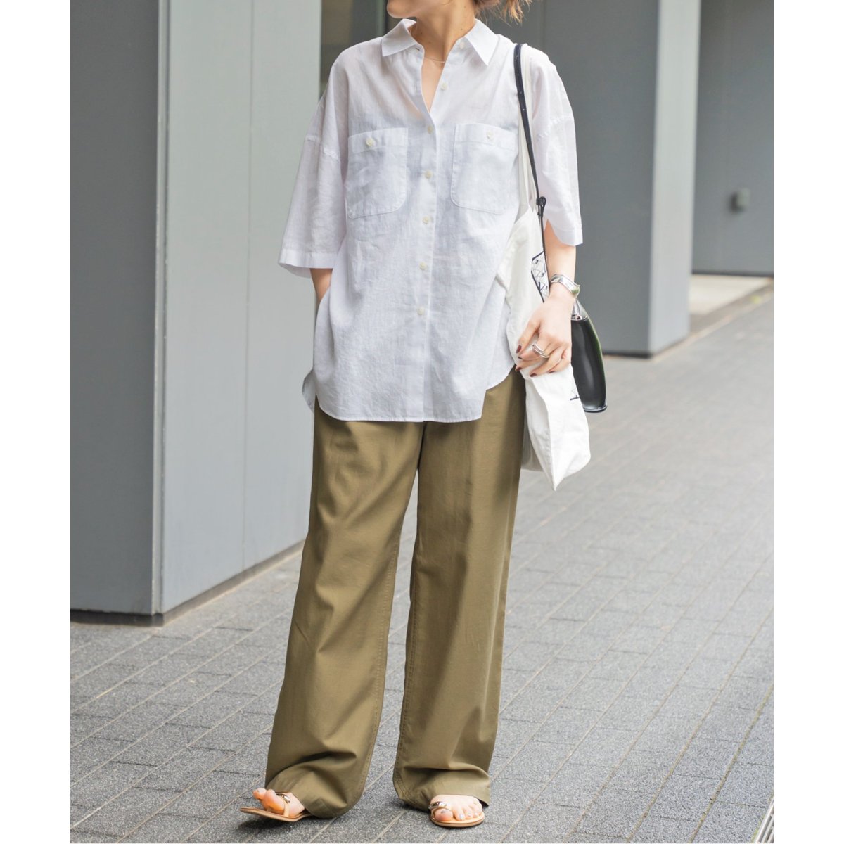 spick&spanスピックアンドスパンコットンリネンハーフスリーブシャツ セール】《WEB限定追加2》コットンリネンハーフスリーブシャツ