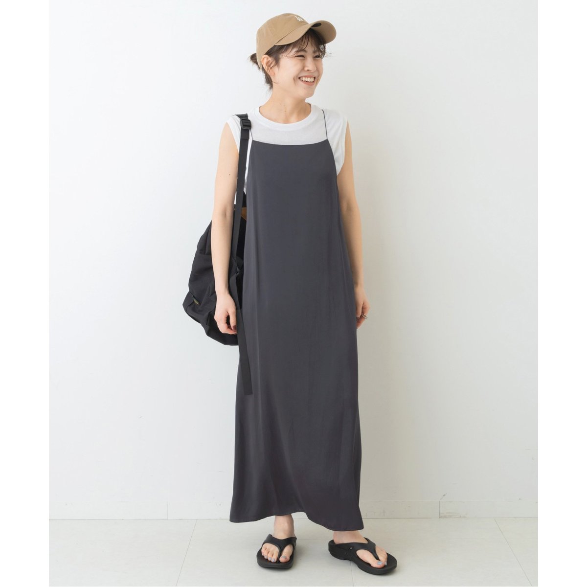 spock &span リネンバッククロスキャミソールロングワンピース spock &span リネンバッククロスキャミソールロングワンピース