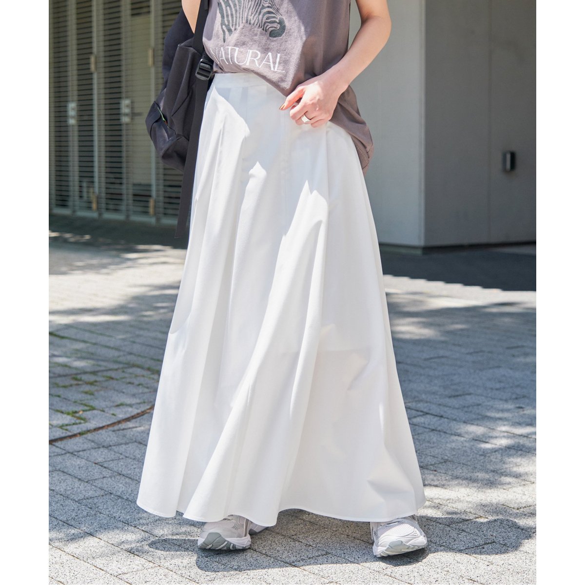 Spick & Span T/Rタイプライターロングスカート　ネイビー　フレア 24SS☆スピックアンドスパン T/R タイプライターロングスカート