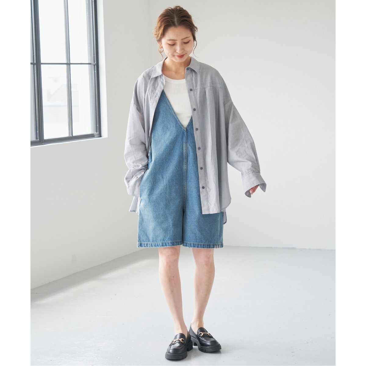 ファッションの デニムショートコンビネゾン | スピック＆スパン(Spick and Span サロペット・オーバーオール・オールインワン