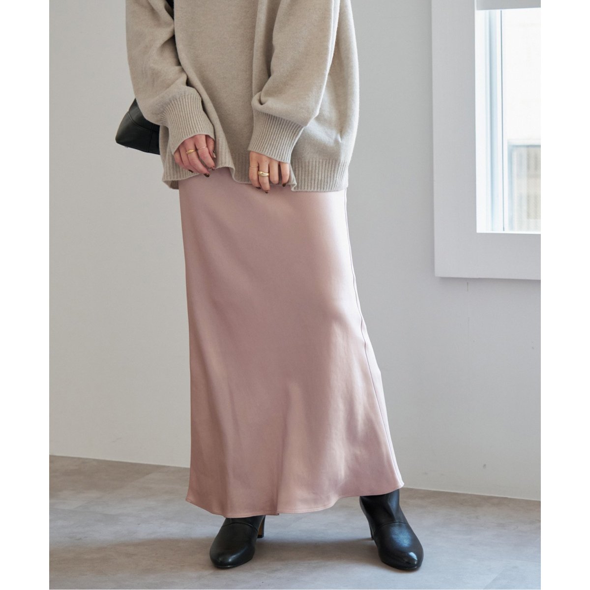 Spick&Span サテンフレアスカート 追加》サテンフレアスカート | スピック＆スパン(Spick and Span