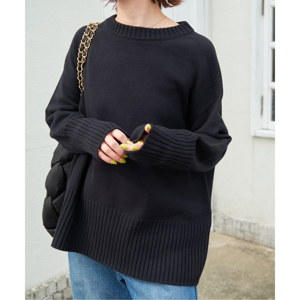 ≪WEB+一部店舗限定追加≫バルキーヤーン ロングリブ プルオーバー