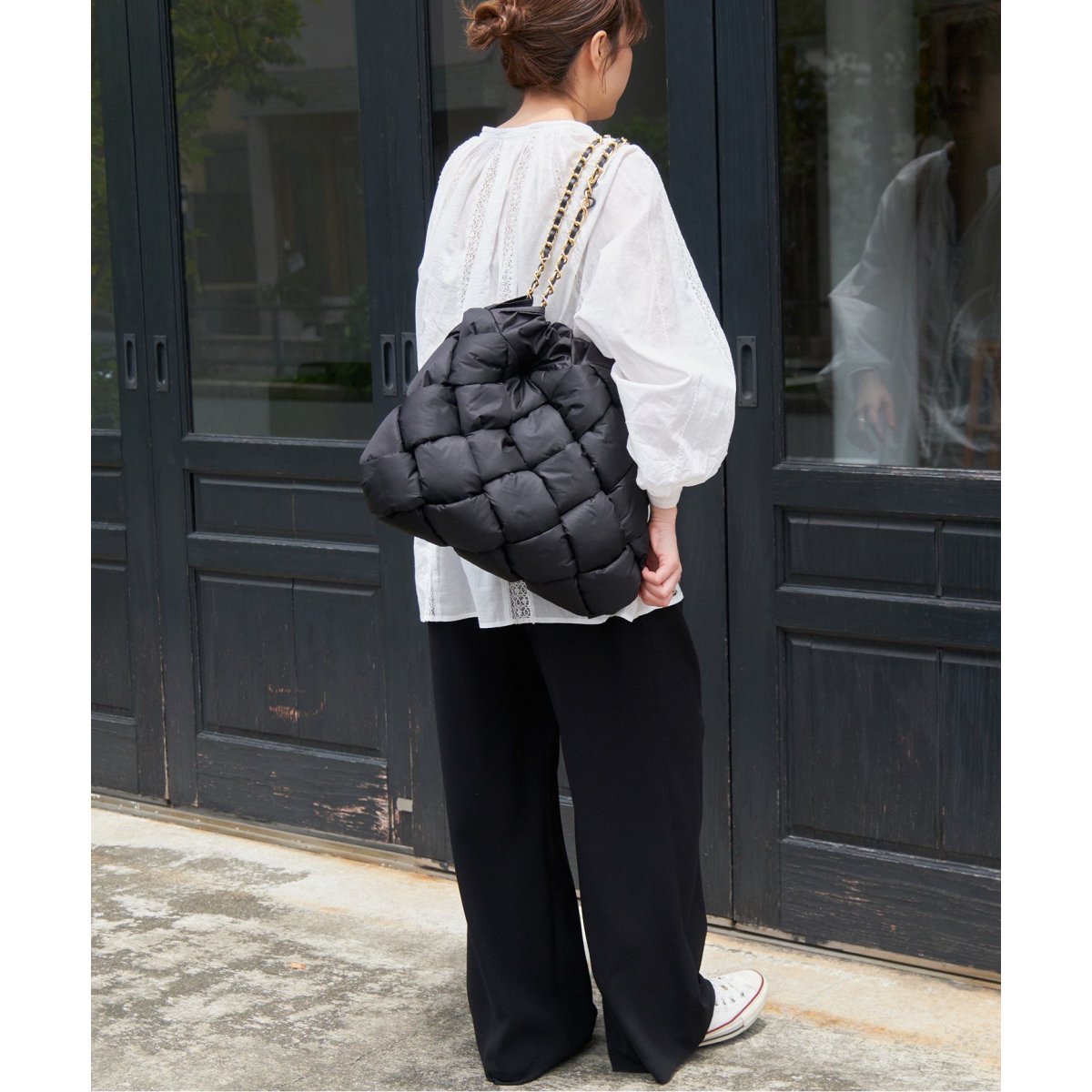 VIOLAd'ORO ナイロンボンディングメッシュチェーンバッグ V-8788