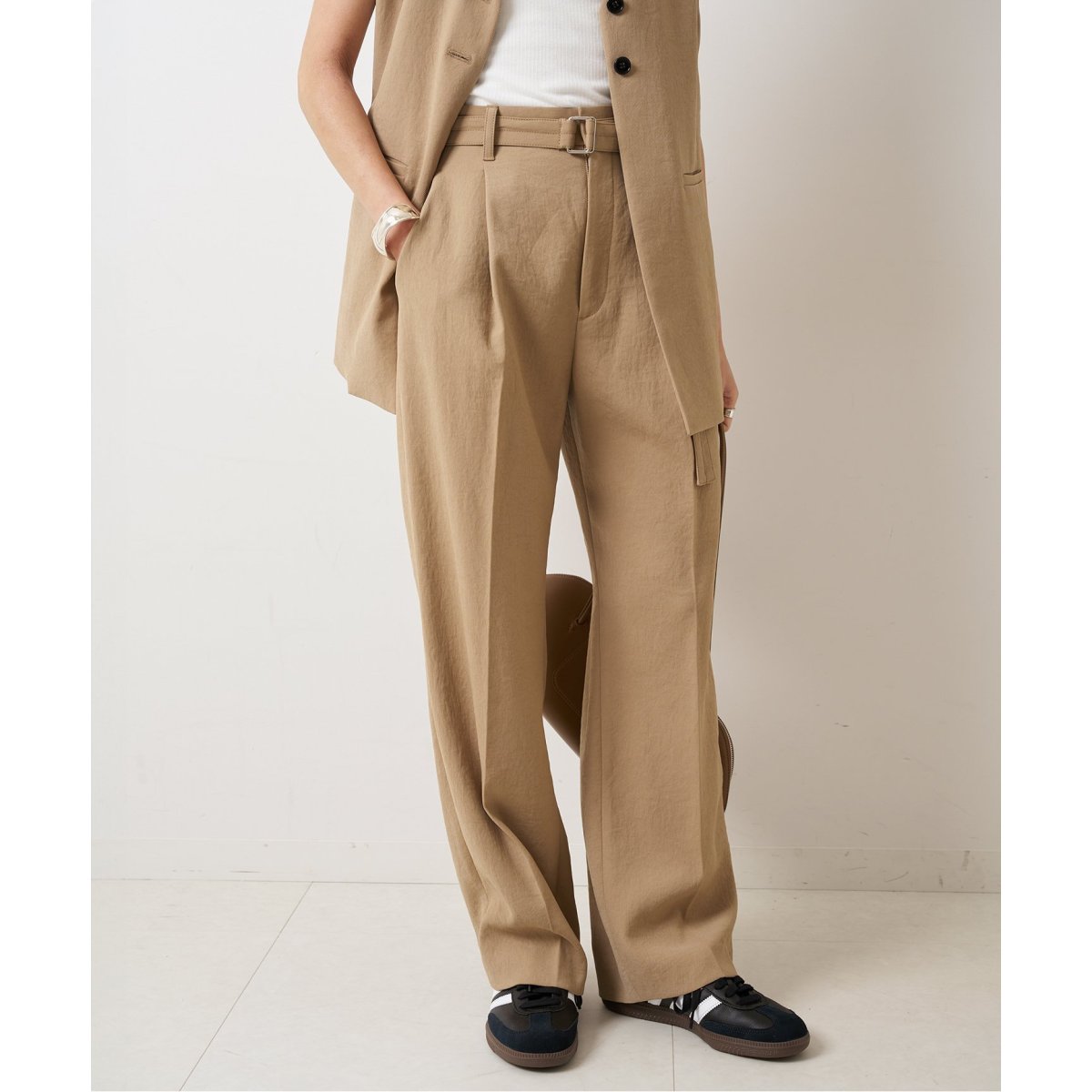 Spick and Span PEカルゼベルテッドパンツ ブラック 36