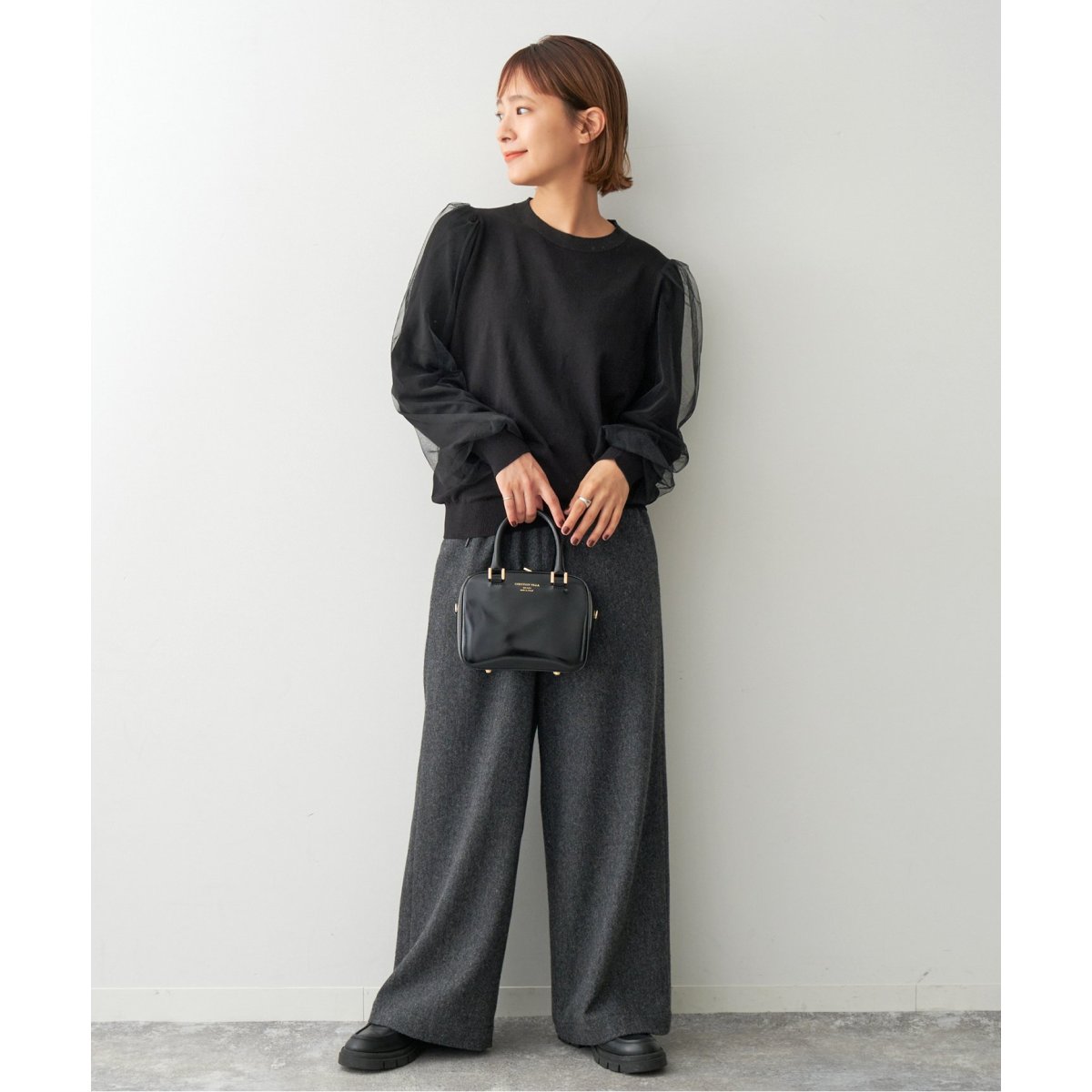 Spick＆Span☆【SALE】☆チュールスリーブニットプルオーバー チュールスリーブニットプルオーバー（ニット/セーター）｜Spick