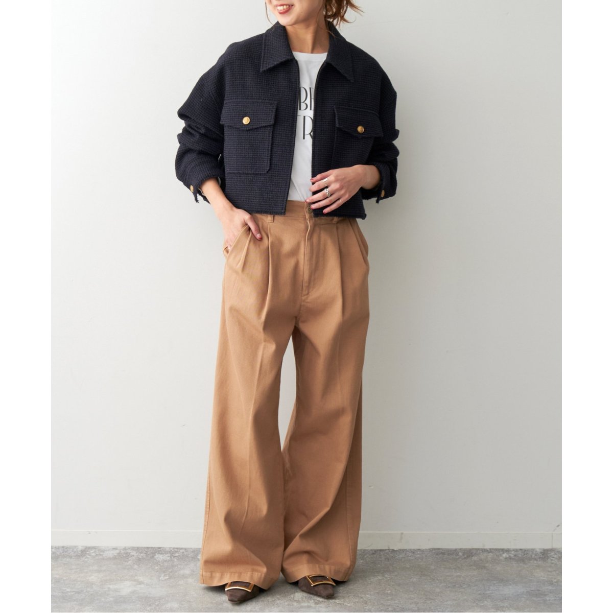 Spick and Span ツイードクロップド ジップブルゾン ツイードクロップド ジップブルゾン | スピック＆スパン(Spick
