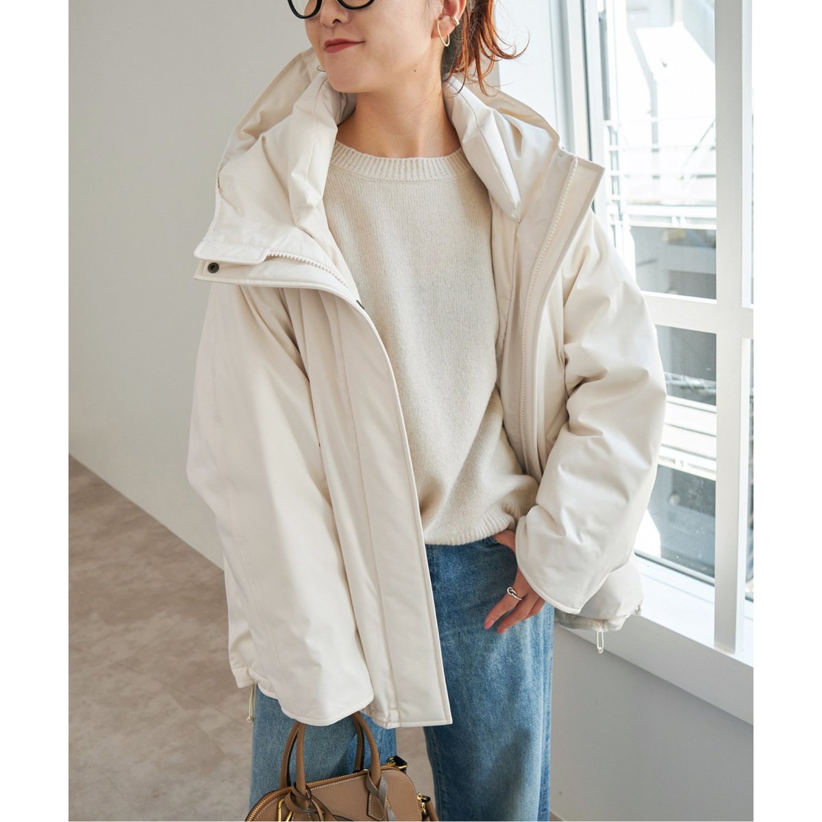 Spick & Span 撥水フーデッドダウンハーフコート　カーキ　38サイズ 撥水フーデッドダウンハーフコート ¥35,200税込 . size:34〜38