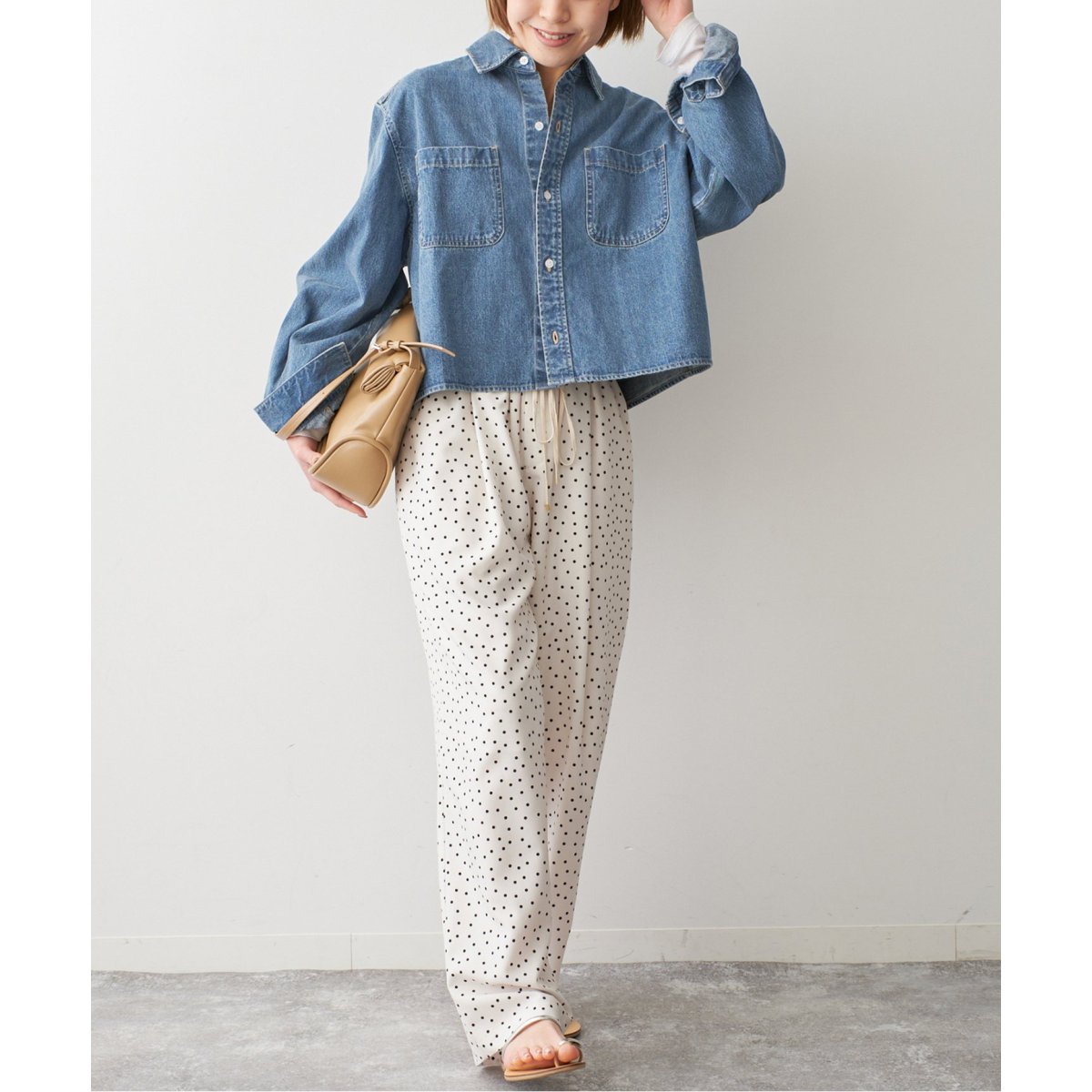 Spick&Span◆24SS/ショートデニムシャツ/長袖シャツ/F/デニム/インディゴ/24-050-200-9001-3-0 追加3》ショートデニムシャツ | スピック＆スパン(Spick and