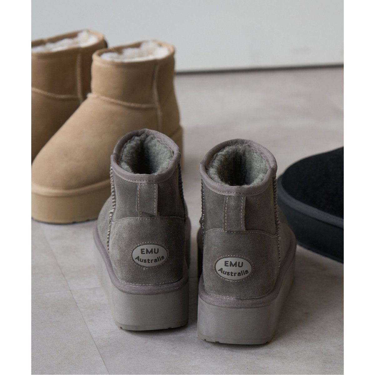 EMU☆PLATFORM MICRO WOOLグレー EMU / エミュPLATFORM MICRO WOOL W13159 | スピック＆スパン(Spick