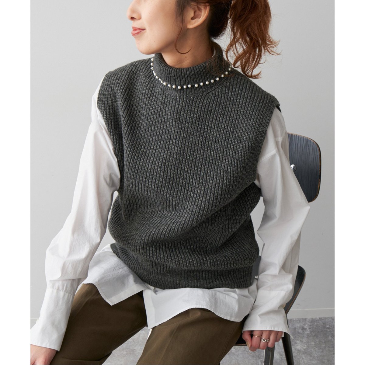 パールハイネックニットベスト | スピック＆スパン(Spick and Span