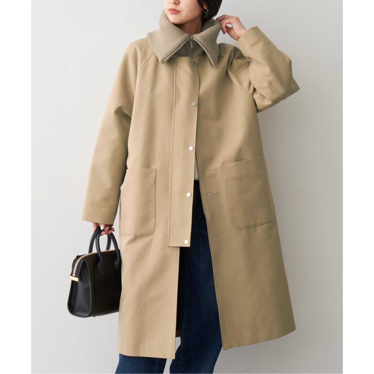 コットンダブルクロスリブカラーコート スピックアンドスパン 【公式通販】