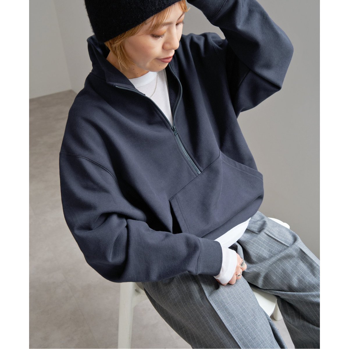 Spick and Span 裏毛ハーフジップトップ　ネイビー 裏毛ハーフジップトップ | スピック＆スパン(Spick and Span) | マルイ
