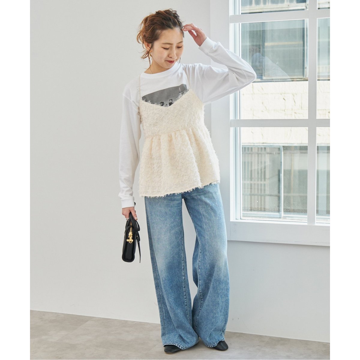 シフォン刺繍キャミソールブラウス spick&span シフォン刺繍キャミソールブラウス