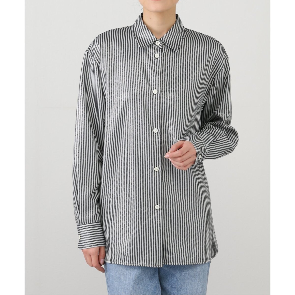 【WHITE】グリッター ストライプ シャツ UNITED ARROWS LTD. OUTLET｜グリッター ストライプ シャツ | Rakuten