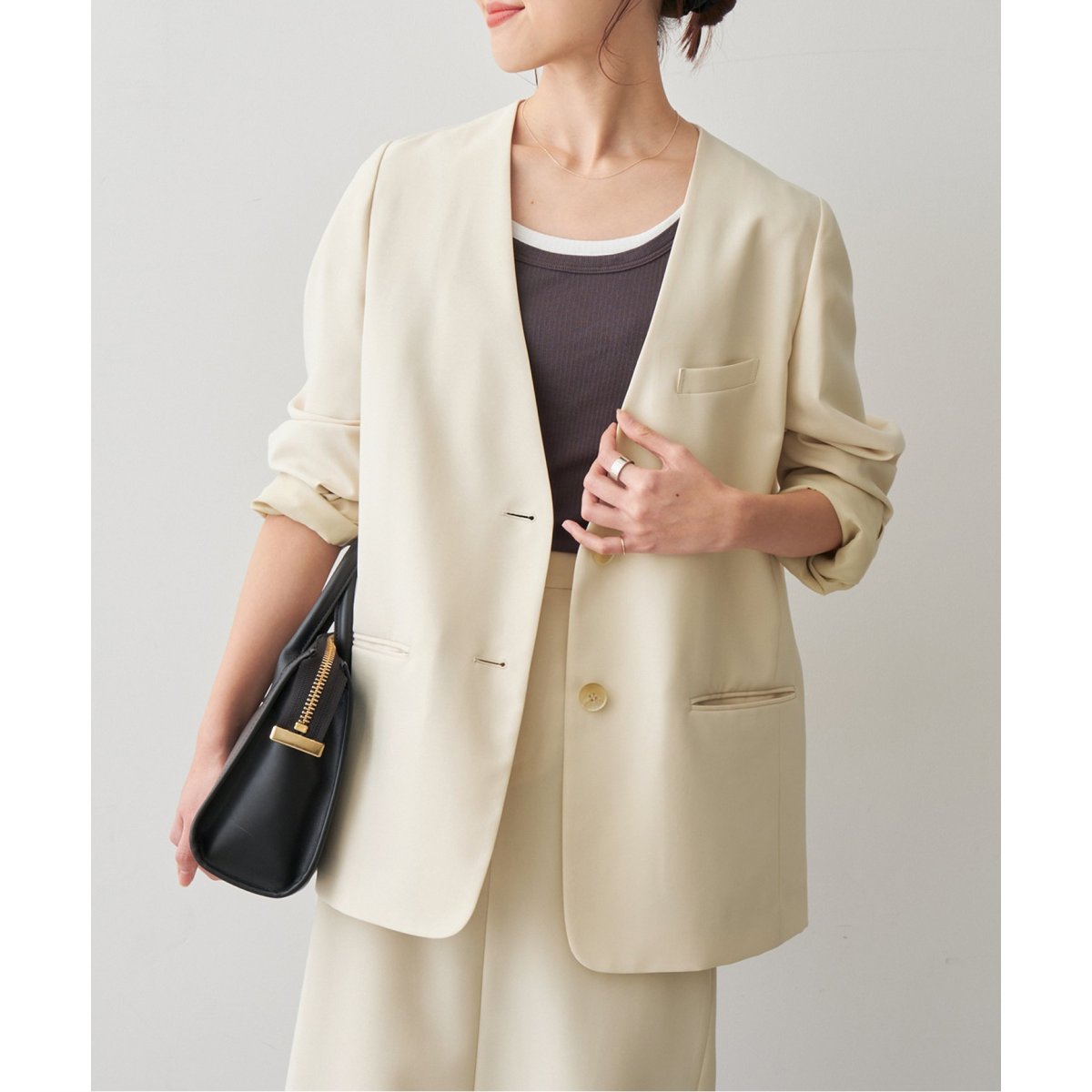 パウダーツイルノーカラージャケット | スピック＆スパン(Spick and