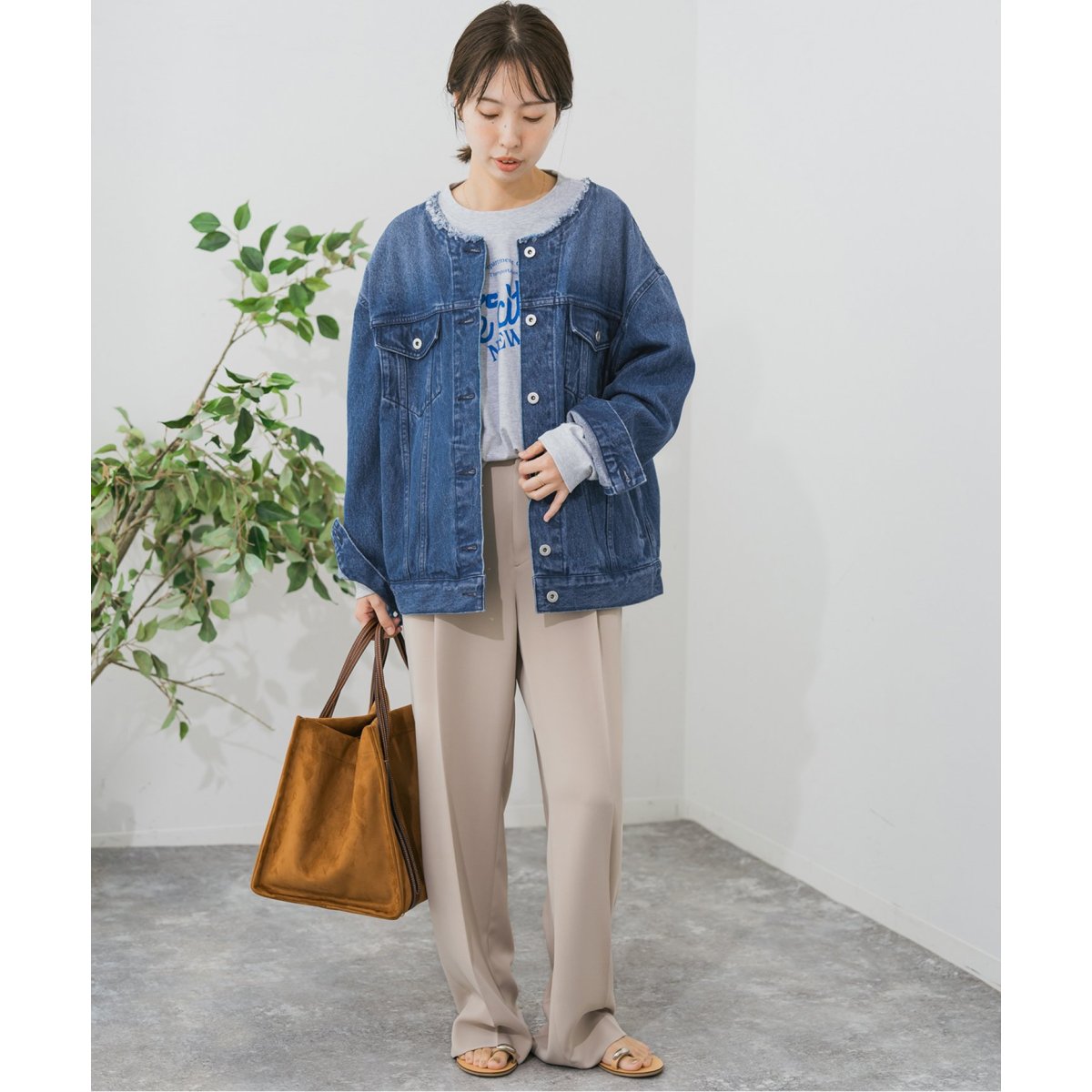 デニムノーカラージャケット | スピック＆スパン(Spick and Span