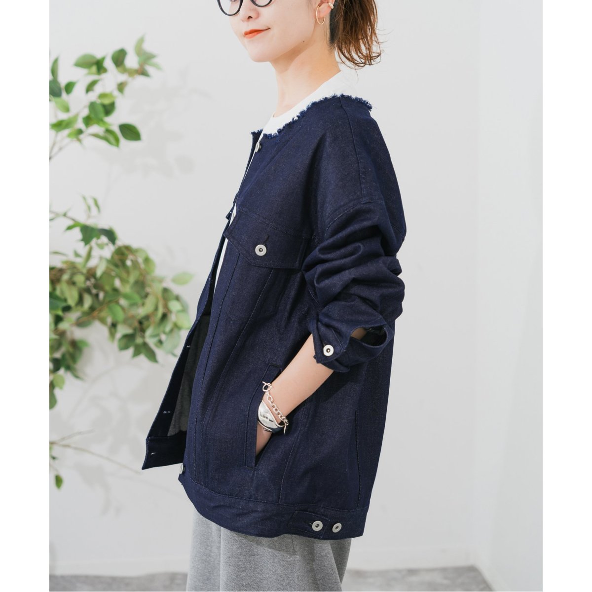 Spick and Span スピックアンドスパン デニムジャケットノーカラーM デニムノーカラージャケット（デニムジャケット）｜Spick and