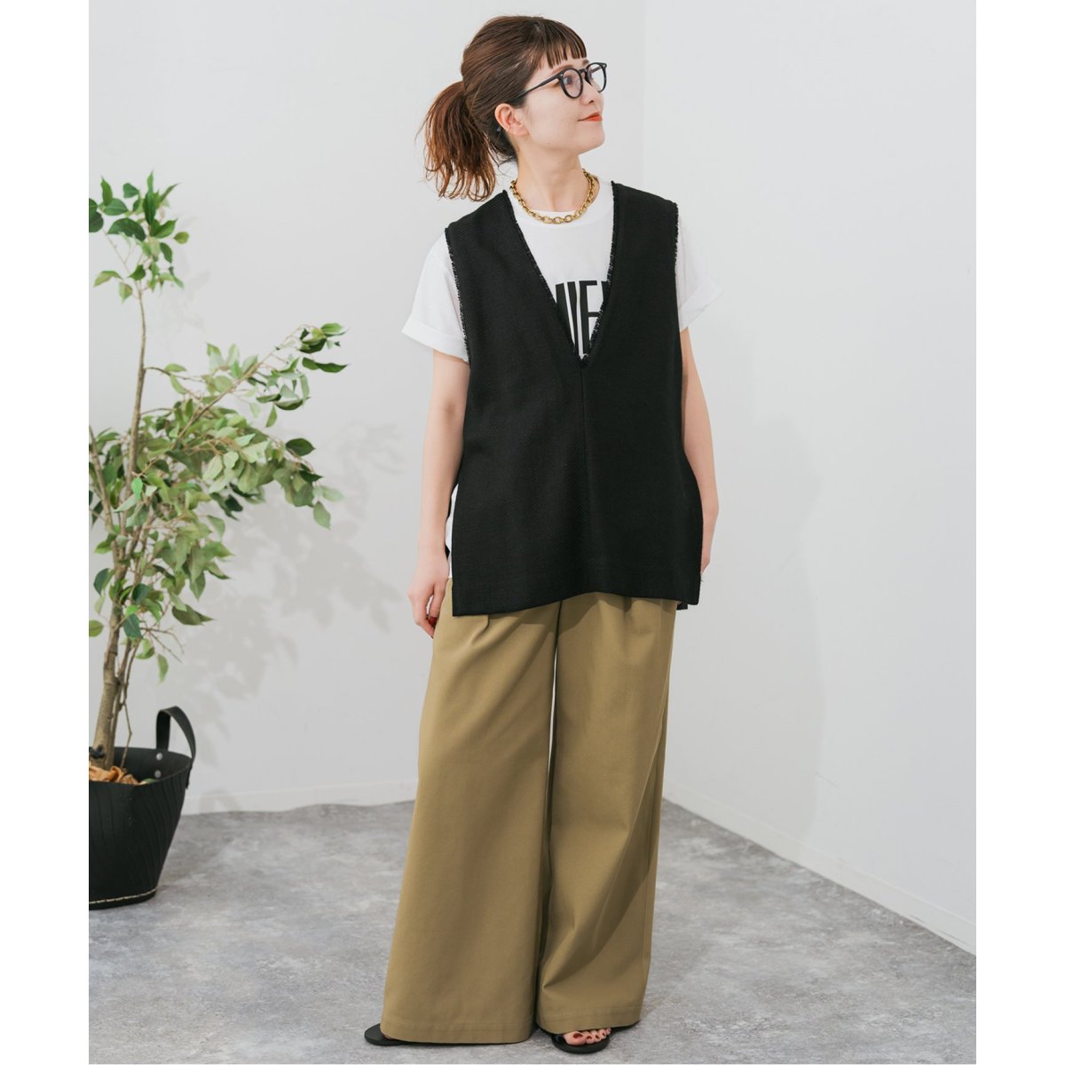 美品 spick&span スピック&スパン リネン ツイード ベスト ジレ Spick & Span｜リネンブレンドツイードベスト | Rakuten Fashion