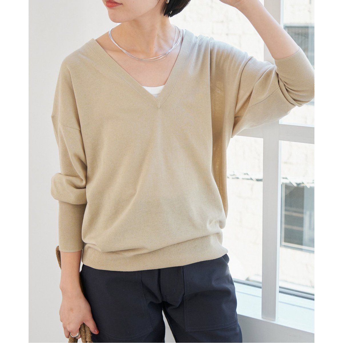 Spick&Span リネンミックス2WAYプルオーバー 手洗い可 / リネンミックス2WAYプルオーバー（ニット／セーター