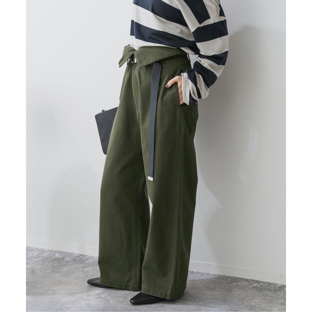 美品 NOBLE 24AW 2WAYストレッチスリムストレートパンツ 黒 34