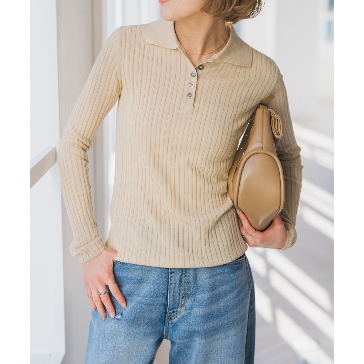 手洗い可 / シアーポロシャツニットプルオーバー | スピック＆スパン