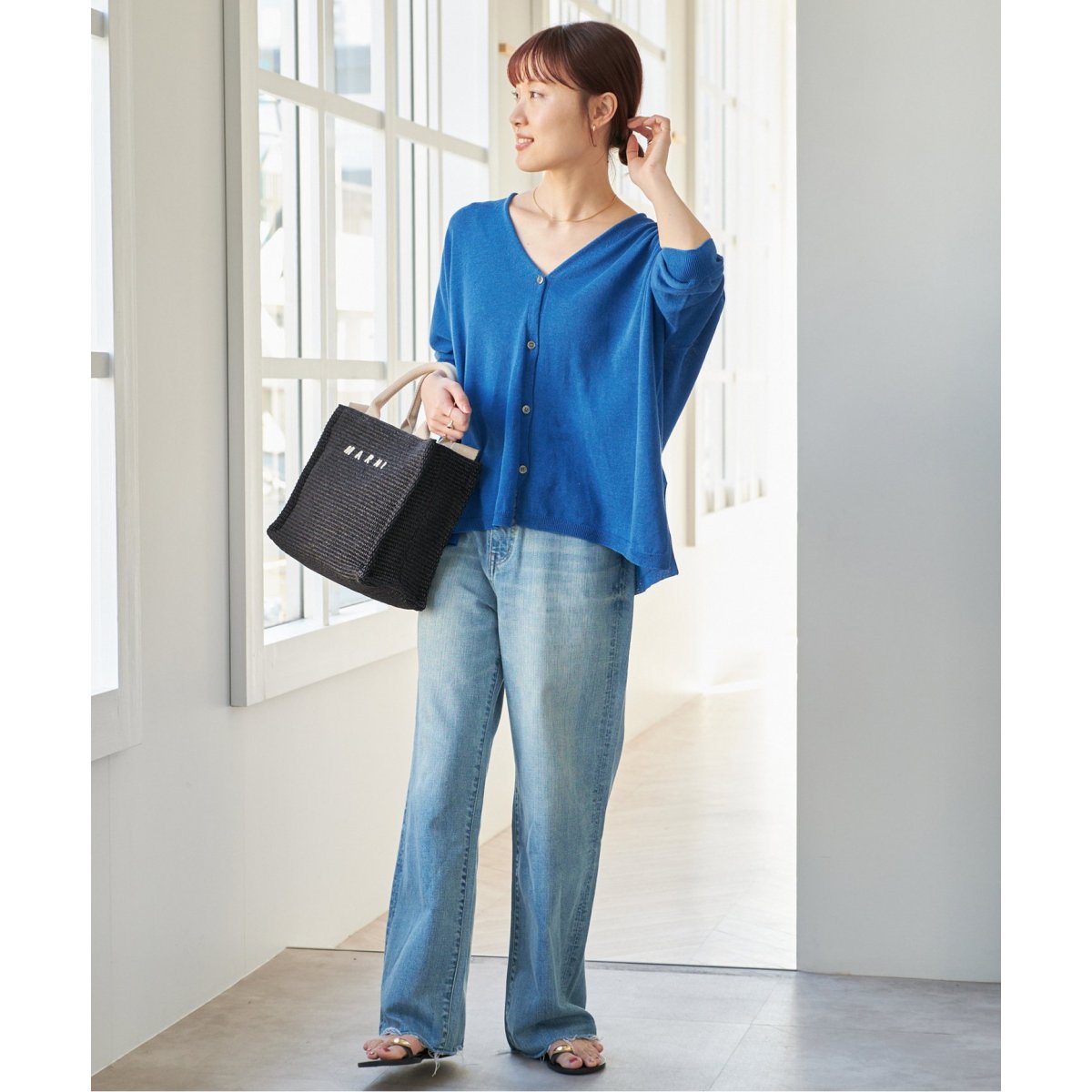【新品未使用】spick&span ギマコットンオーバーサイズカーディガン Spick＆Span カーディガン 手洗い可 / ギマコットンオーバー