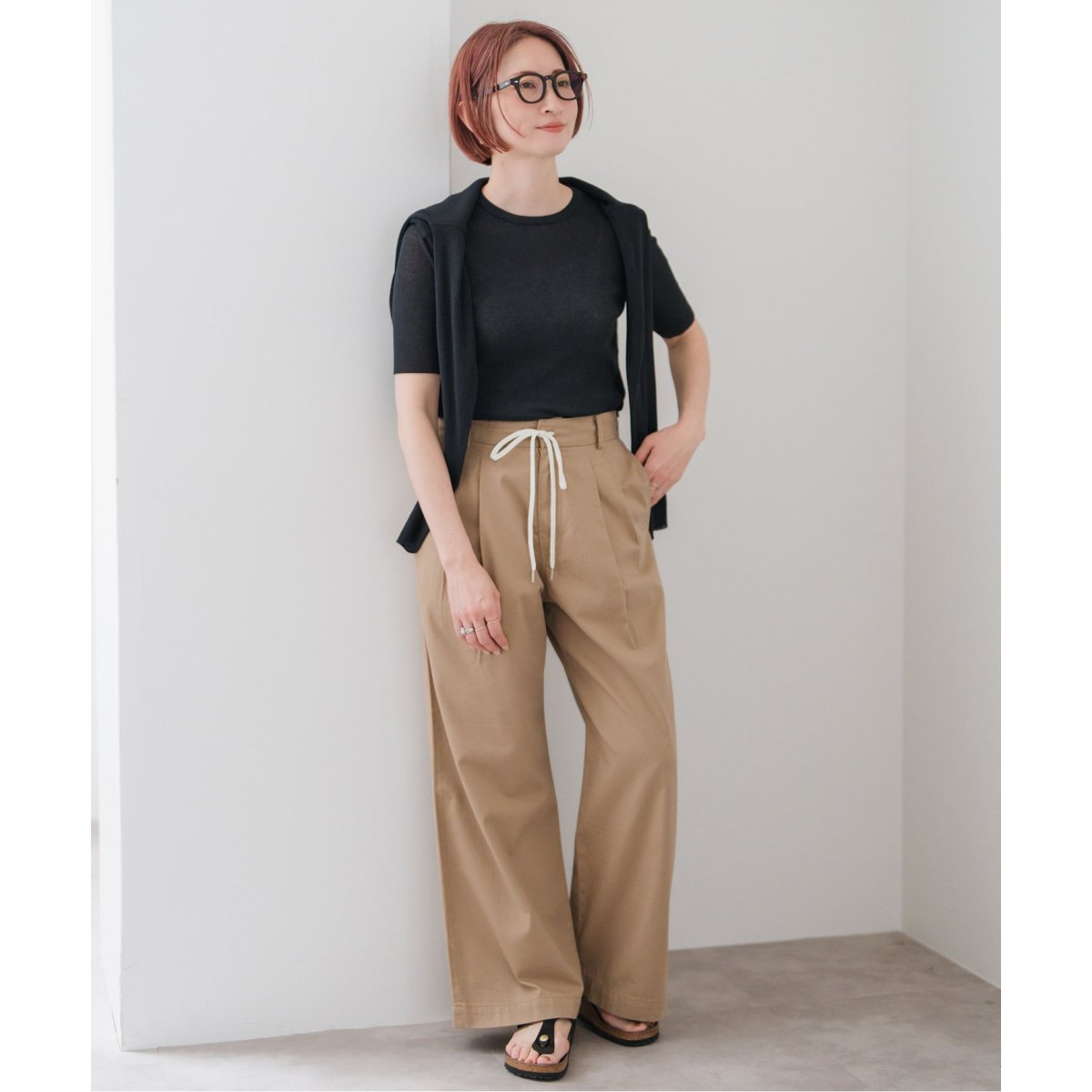 Spick and Span 18Gシアーリブハーフスリーブニット 18Gシアーリブハーフスリーブニット | スピック＆スパン(Spick and