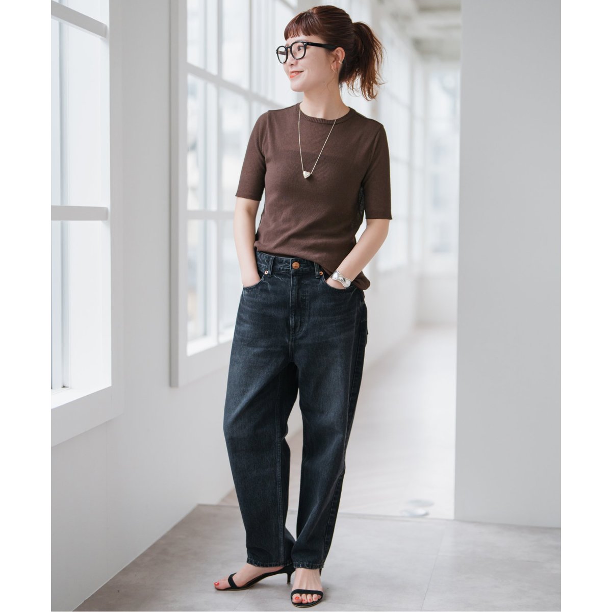 18Gシアーリブハーフスリーブニット | スピック＆スパン(Spick and