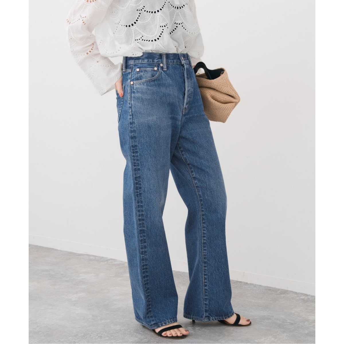 ★スピックアンドスパン★センプレストレートパンツ　ブルー Spick & Span（スピックアンドスパン）の「センプレストレート