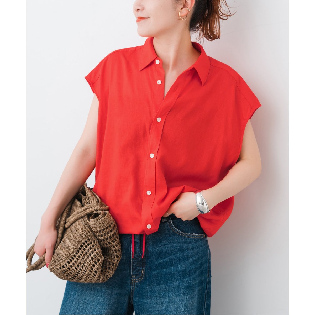 リネンブレンドフレンチヘムギャザーシャツ | スピック＆スパン(Spick