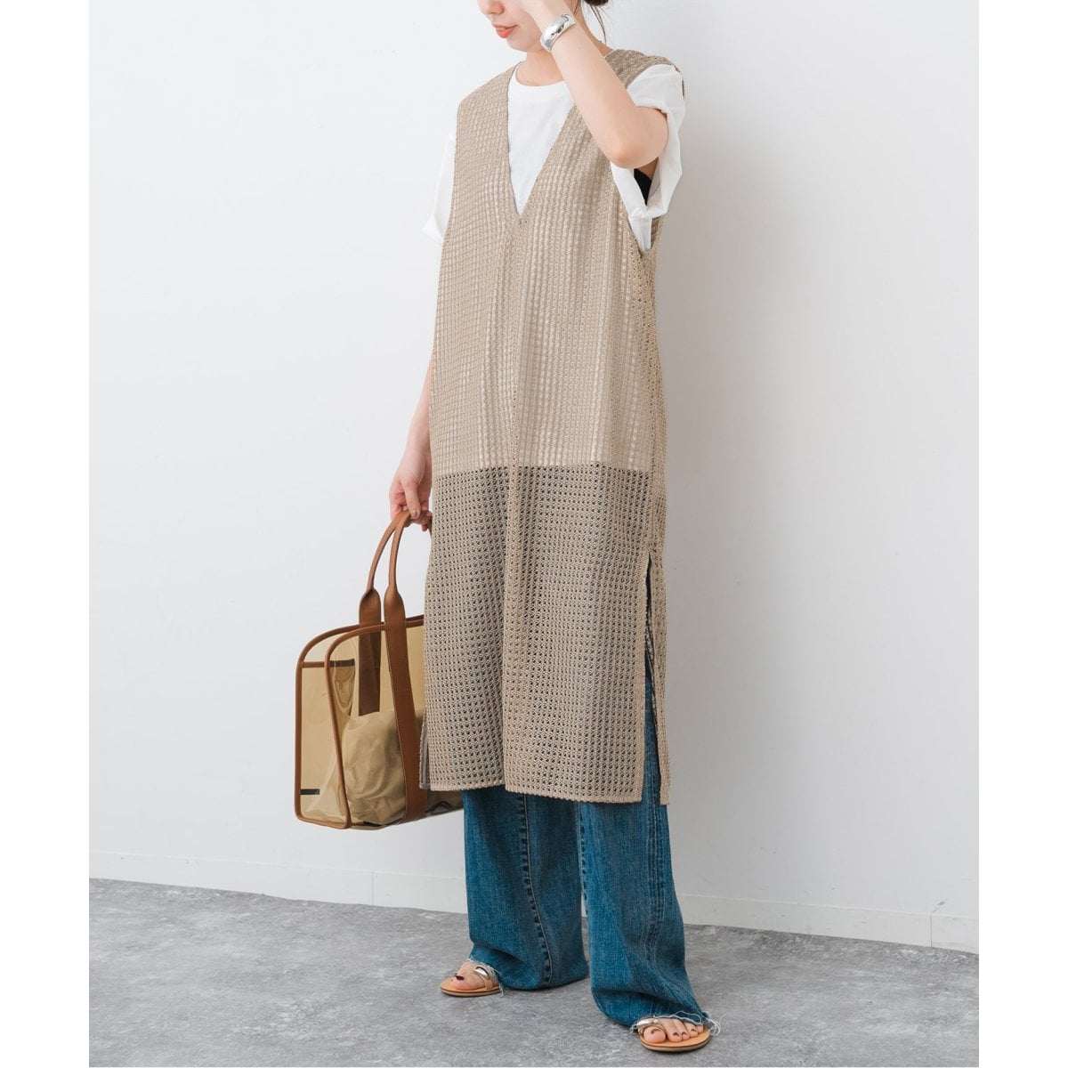2025SS 現行品 スピックアンドスパン 絡み織りメッシュレースベスト Spick & Span｜絡み織りメッシュレースベスト | Rakuten Fashion