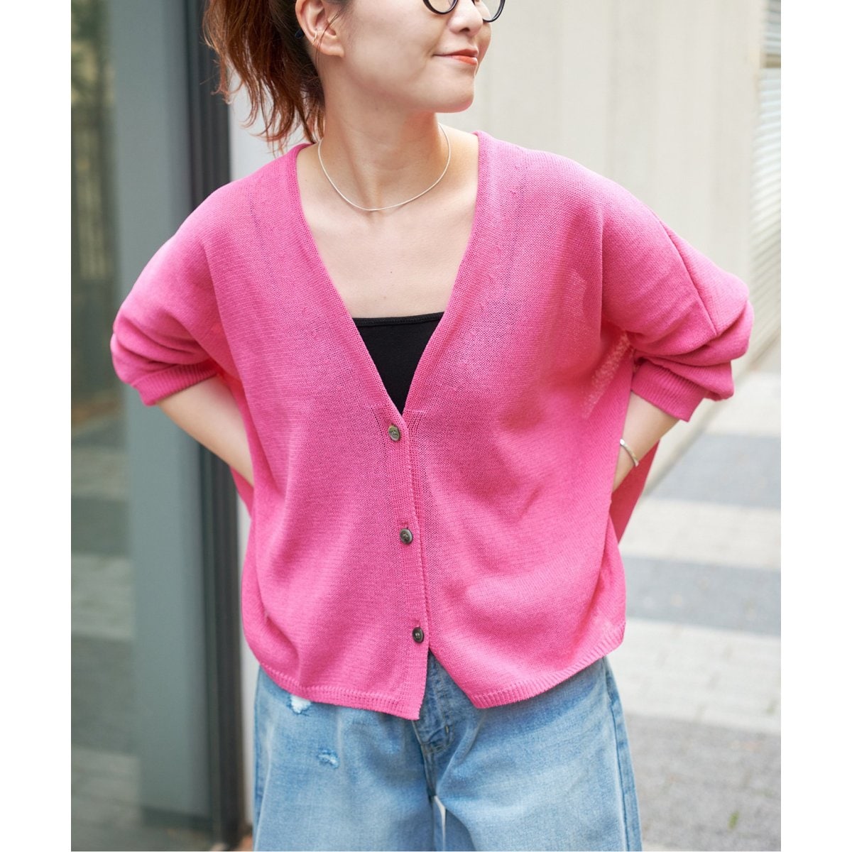 【新品未使用】spick&span ギマコットンオーバーサイズカーディガン Spick＆Span カーディガン 手洗い可 / ギマコットンオーバー