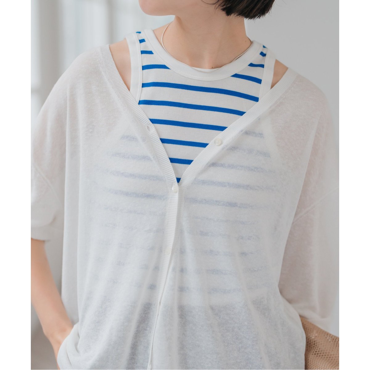 PETIT BATEAU / プチバトー DEBARDEUR COL ROND TANK