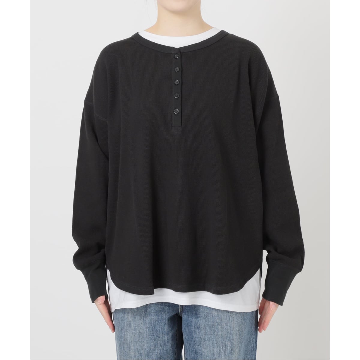 専用【新品】スピック＆スパン 2枚SETヘンリーネックプルオーバー グレー 新品】スピック＆スパン 2枚SETヘンリーネックプルオーバー グレー