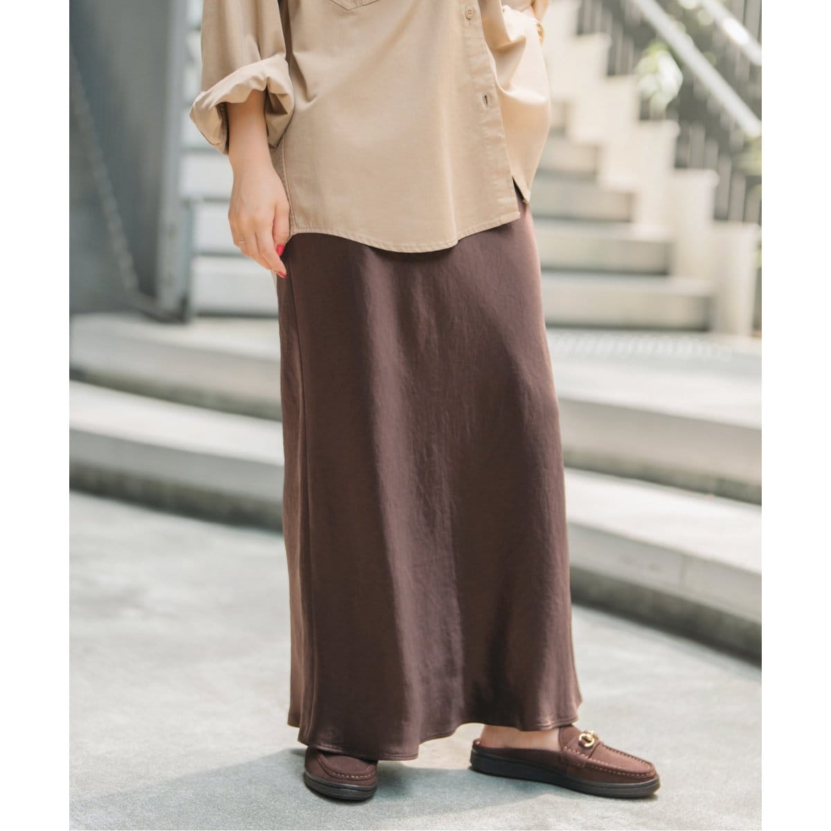 Spick&span サテンフレアスカート 追加予約》サテンフレアスカート（ロング・マキシ丈スカート