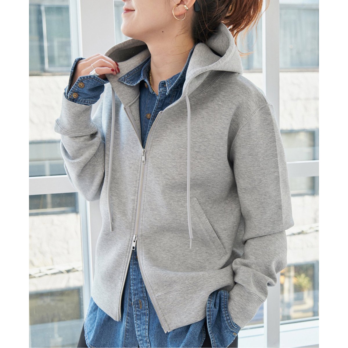新品✨IENA イエナ ダンボールニットジップアップフーディ