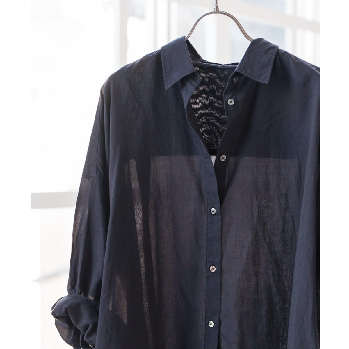 Spick&Span◆コットンボイルタックフリルブラウス/--/コットン/BLK/24051200310010 Spick & Span（スピックアンドスパン）の「コットンボイルタック