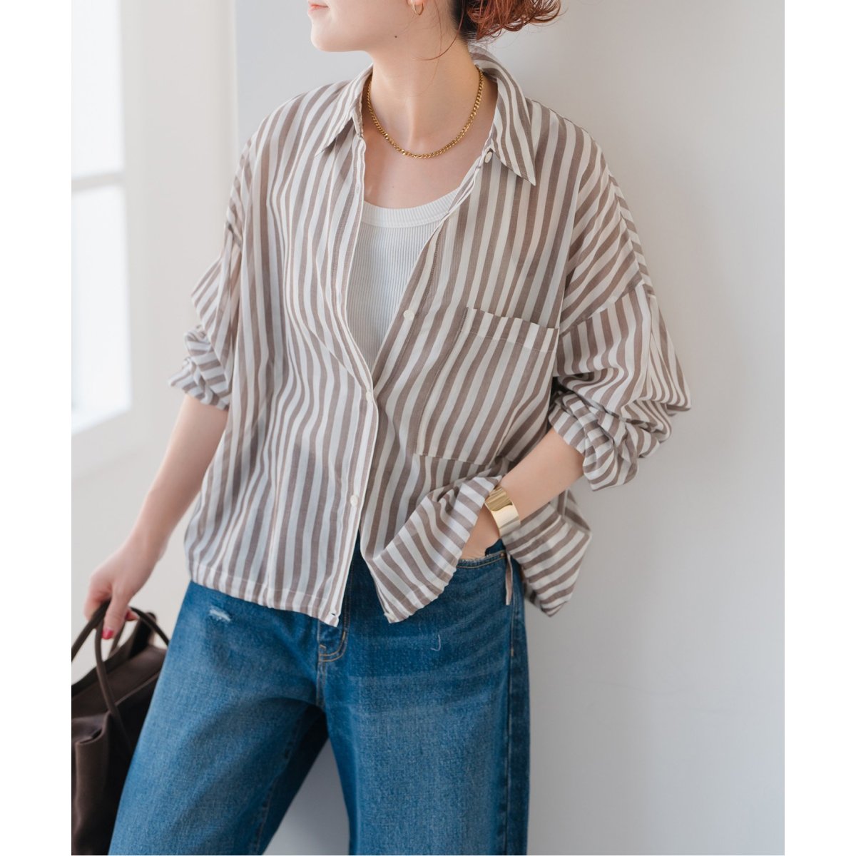 【24SS✨】Spick&Span ストライプシャツ　コットン　抜け感　ゆったり 24SS✨】Spick&Span ストライプシャツ コットン 抜け感 ゆったり