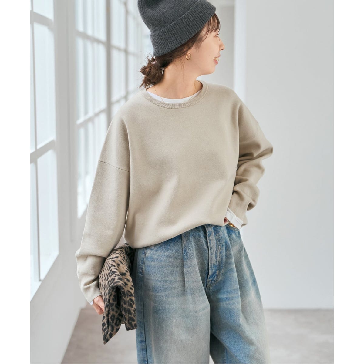 スピックアンドスパン　ウォッシャブル クルーネックリブニット ウォッシャブル クルーネックリブニット | スピック＆スパン