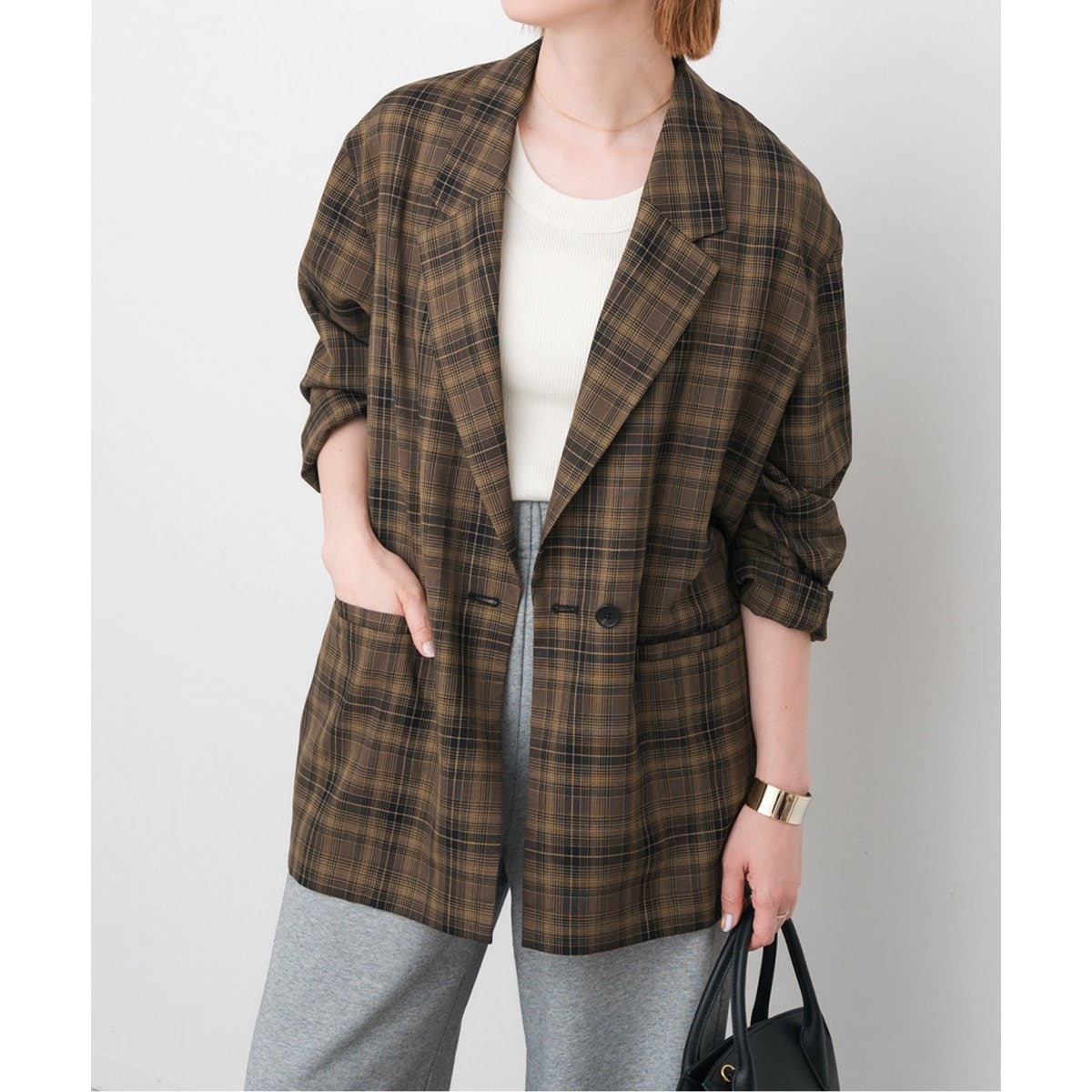 Spick＆Span W/Nyモッサステンカラーショートコート グレー スピックアンドスパンW/Nyモッサステンカラーショートコート