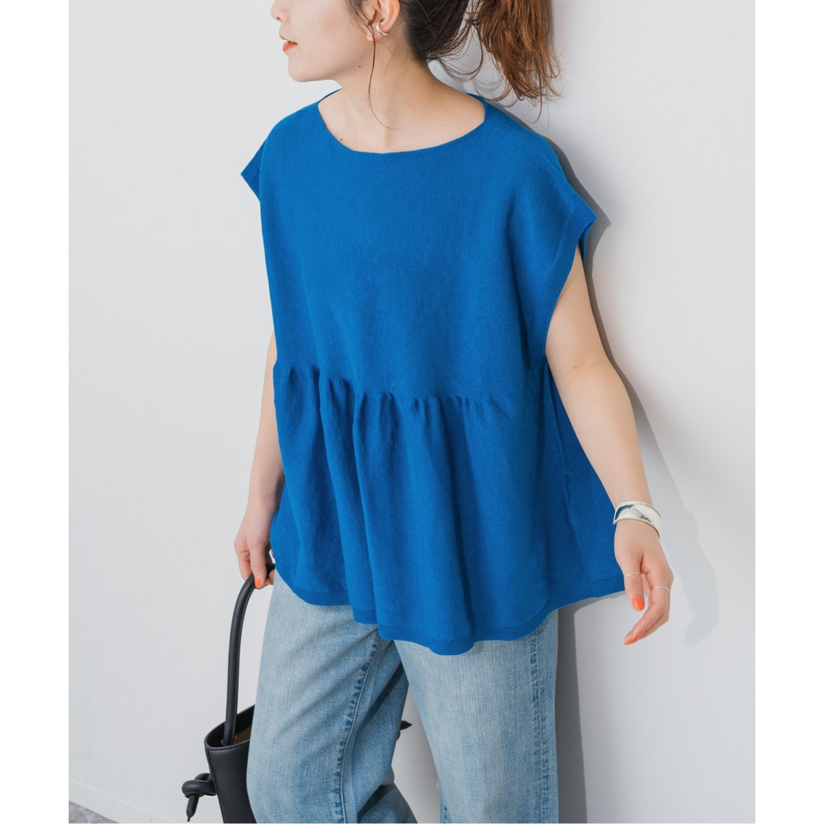 【美品】 スピックアンドスパン ニットプルオーバー 24SSモデル 5分袖 Spick and Span｜スピック＆スパンのニット／セーター