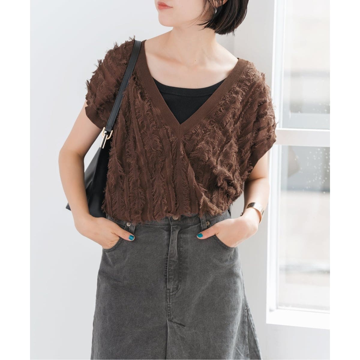 【美品】SpickandSpan ツイードベスト スピックアンドスパン ジレ Spick＆Span ベスト ジレ リネンブレンドツイードベスト
