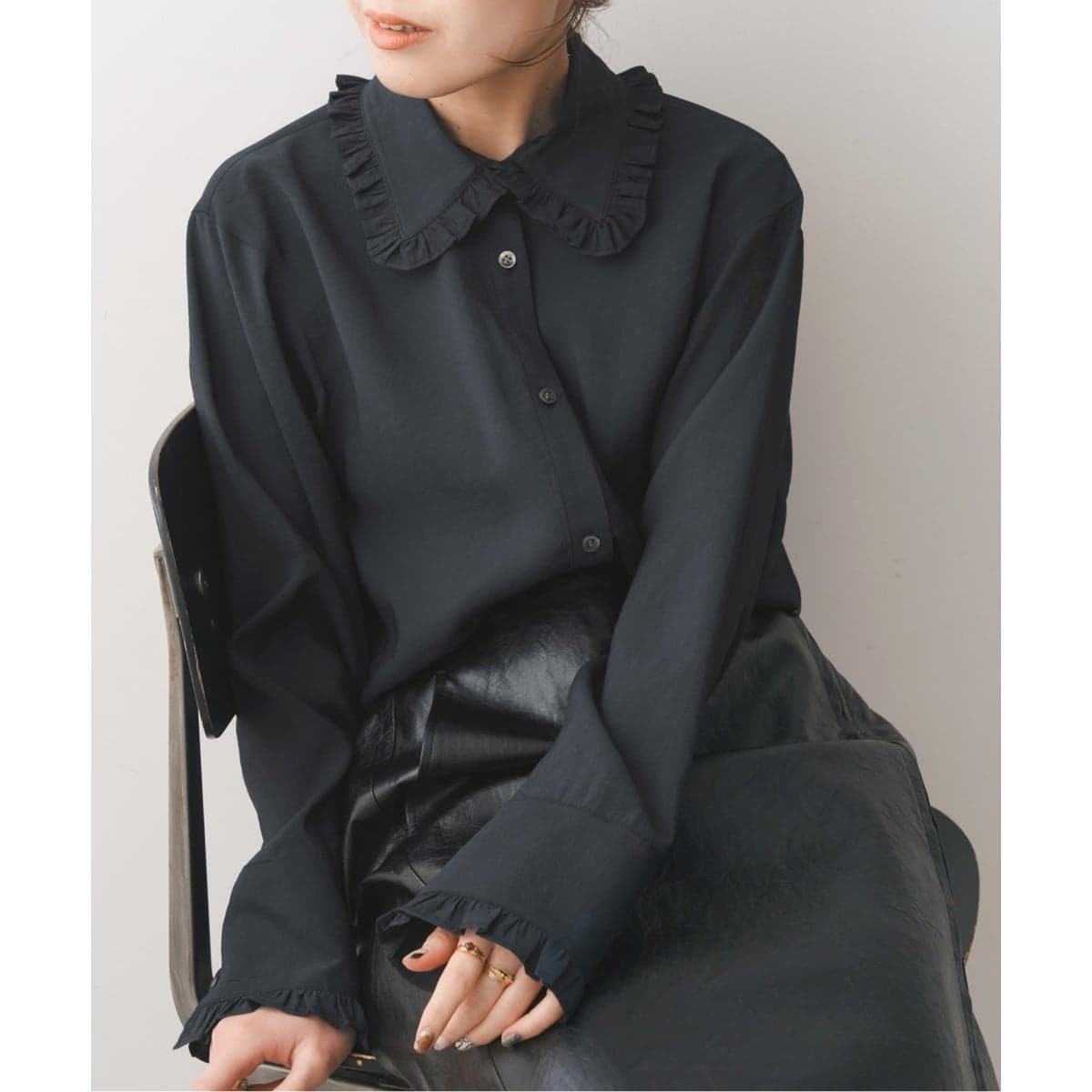 【美品】 スピックアンドスパン ボイルストライプロングルーズシャツ 近年モデル Spick & Span（スピックアンドスパン）の「ボイルストライプ