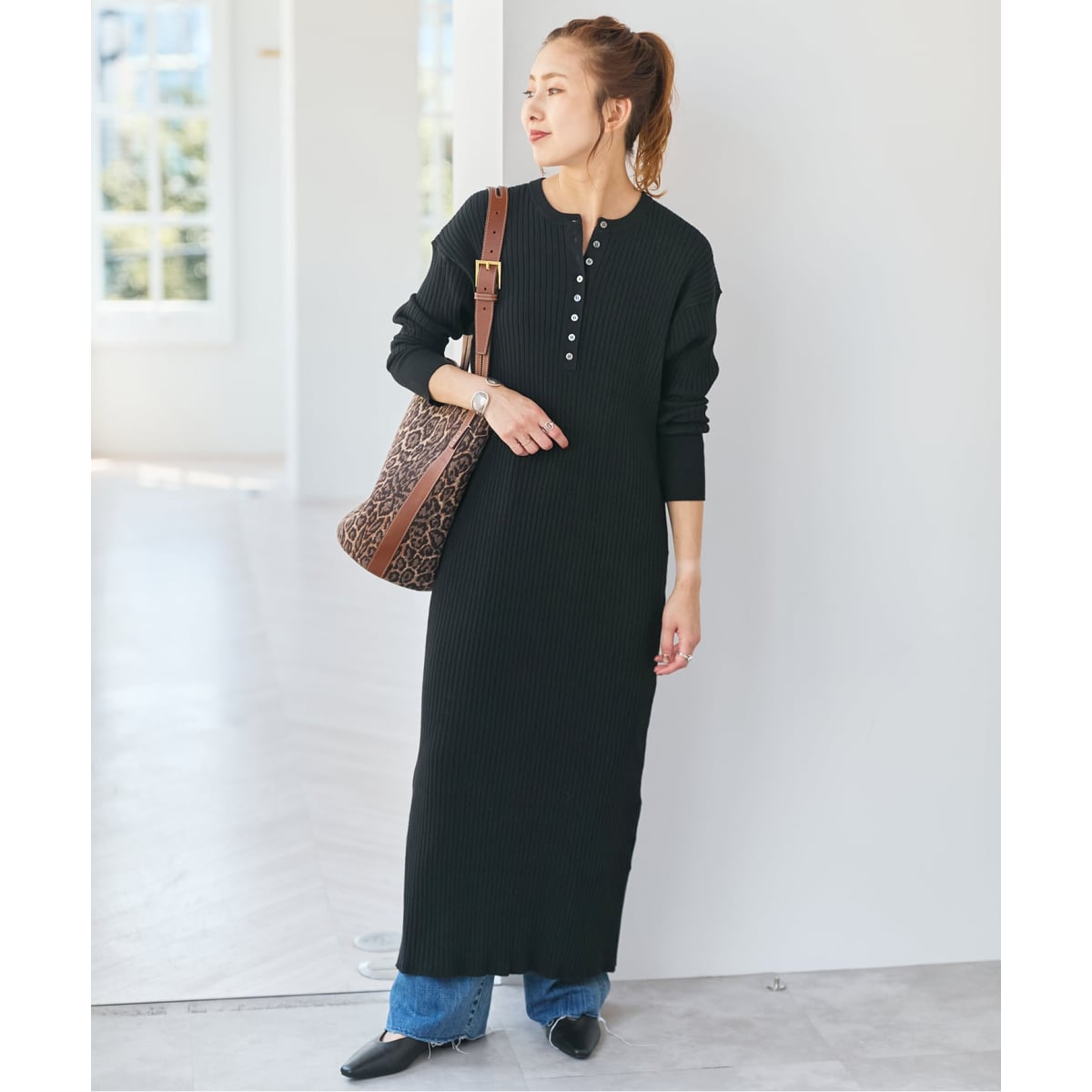 手洗い可 / 追加》ヘンリーネックリブニットワンピース | スピック