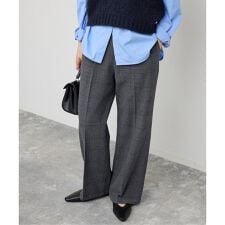 《予約》手洗い可 / グレンチェック起毛タックストレートパンツ